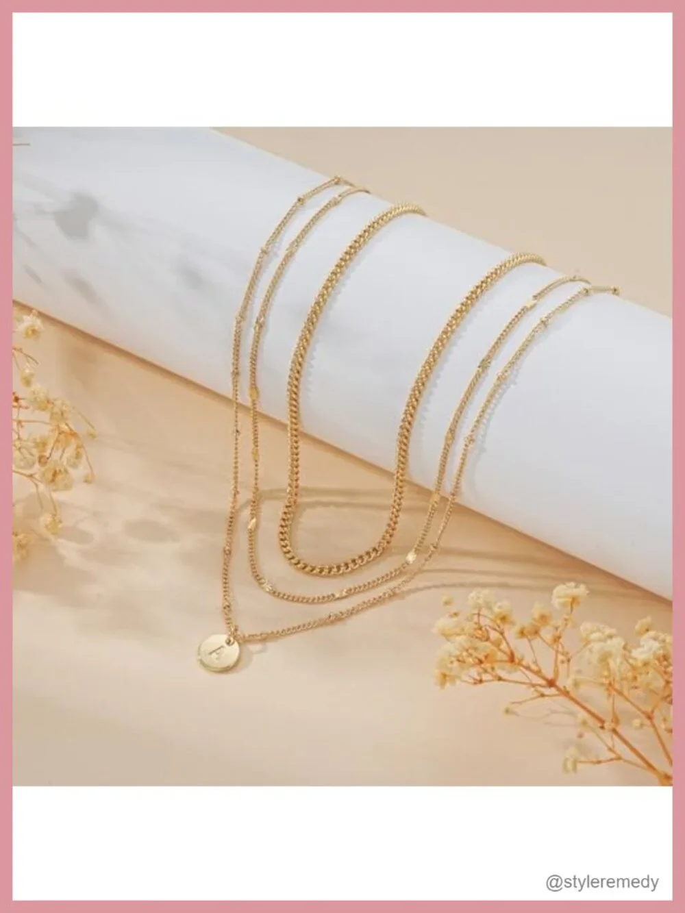 3PCS Layered Initial Necklace 14K Gold Plated Sterling Silver Stack Necklace
